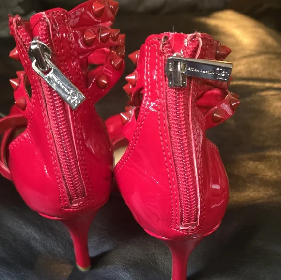 Jessica Simpson red studded patent leather Heels sz6.5M 36.5 - Picture 3 of 8